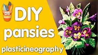 DIY Pansy flowers from airy plasticine. Цветочки анютины глазки из воздушного пластилина.