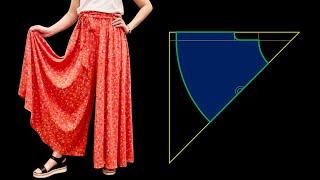Very easy DIY long divided skirt/ skirt pants | Cut and sew Palazzo pants | all sizes
