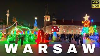  Warsaw Christmas Walk 2024 ‍️ Festive Lights | POLAND  | 4K HDR