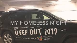 노숙 기부. My Homeless Night @ underground parking lot. With Guildford Action, SLEEP OUT 2019.