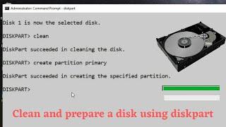 how to clean and prepare a disk using diskpart in command prompt (CMD).