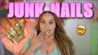 THE MOST JUNKIES NAILS I HAVE EVER DONE  | Hard Builder Gel Nails Tutorial - LGNPro