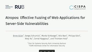 USENIX Security '24 - Atropos: Effective Fuzzing of Web Applications for Server-Side Vulnerabilities