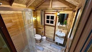 I AM BUILDING A TOILET AND BATHROOM IN MY WOODEN HOUSE - Full Video from start to finish