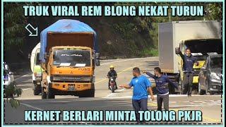 Truk Viral Rem Blong Nekat Turun, Kernet Berlari Minta Tolong di Sitinjau Lauik