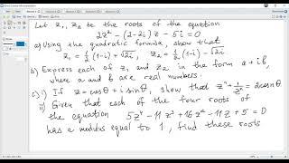 Ex. N96 (who wants 7). Complex numbers. IB AA HL Maths Tutor Online.