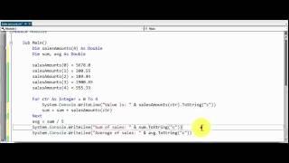 Visual Basic - ARRAYS - Sales Amount, Sum and Average