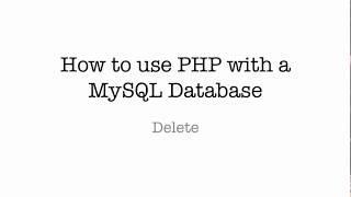 Delete Records in a PHP/MySQL Database