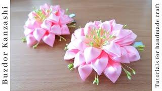 DIY easy kanzashi flower 07  - kanzashi virág -  satin ribbon flower tutorial