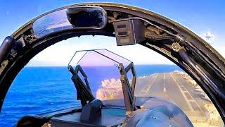 LSO Landing Signal Officer & Hornet Pilot Carrier Approach Views