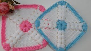 Tığ işi motif & motifli bebek battaniyesi modeli