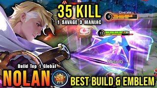 35 Kills + SAVAGE!! New Hero Nolan Best Build and Emblem - Build Top 1 Global Nolan ~ MLBB