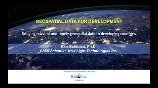 Geospatial Analysis for Development Initiative - Ran Goldblatt | Geo4Dev 2020