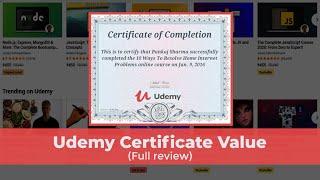 Udemy Certificate Value in India and a detailed review of the interface