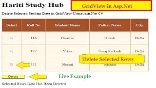 Delete Multiple Selected Rows in GridView at Once in Asp.Net C# | Hindi | Online Learning Tutorials