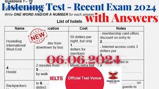 IELTS Listening Actual Test 2024 with Answers | 06.06.2024