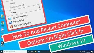 How To Add Restart Computer Options on Right Click In Windows 10