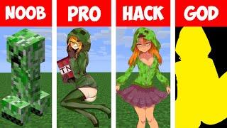 Creeper girl NOOB vs PRO vs HACKER vs GOD MINECRAFT Pixel Art