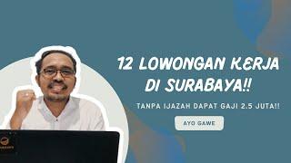 12 Lowongan Kerja di Surabaya Segala Ijazah & Usia | Ada Lowongan Tanpa Ijazah Gaji 2.5 Juta!!