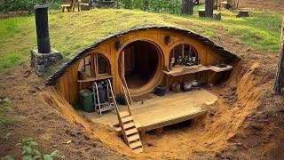 Man Builds Underground Cabin with STONES and LOGS | by @lesnoy