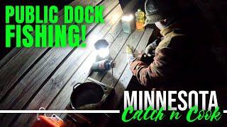 WINTER NIGHT FISHING PUBLIC DOCK FOR JUMBO PERCH - Catch ' N Cook!!!