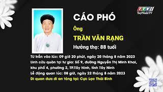 Cáo phó ông Trần Văn Rạng, hưởng thọ 88 tuổi | TayNinhTVDVC