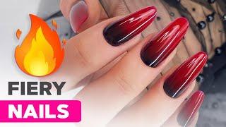 Dual Form Nail Extensions | Fiery Red Gradient Nails