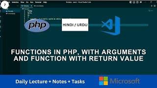 lect 7 |Function in php, with argument and Function with Return value in hindi/urdu