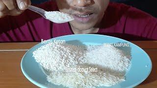 Asmr raw rice eating sounds||makan beras mentah di piring|| tiga macam beras||raw rice||eat rice