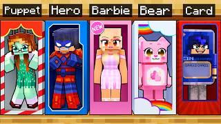 10 FRIENDS on one BARBIE BLOCK in Minecraft!