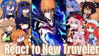 Genshin impact react to ichigo kurosaki as New Traveler | Gacha life | aether | Bleach