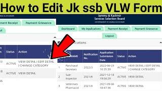 How To Edit Jkssb VLW (Panchayat Secretary) online Application Form