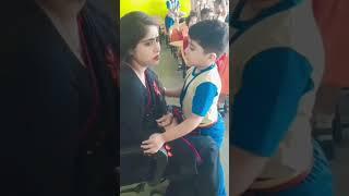 cute child student kiss lovely teacher mam