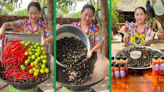 Mommy Chef Sros cook river snail delicious with Amazing Chili Sauce || Cooking with Sros