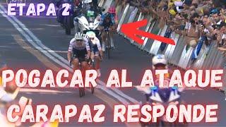 RESUMEN ETAPA 2 TOUR DE FRANCIA 2024/POGACAR ATACA CARAPAZ ES CUARTO