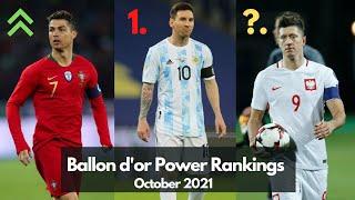 Ballon D'Or Power Rankings | October 2021 | Ballon D'or Ceremony | Messi | Ronaldo | Lewandowski |