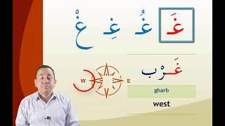 Arabic Alphabet: (ghayn) (غ)  with short vowel sounds