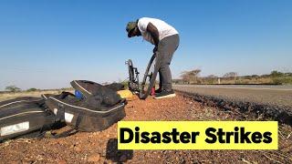 Cycling Around Africa: Disaster Strikes ! My Bike Tire Ruined My Trip ! Vlog 2 