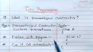 Parameterized constructor in C++ | Syntax and Example of Parameterized Constructor in C++