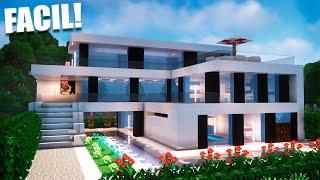 Cómo hacer una casa MODERNA en Minecraft (FÁCIL Y RÁPIDO) (#6)
