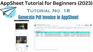 how to generate PDF invoice in AppSheet