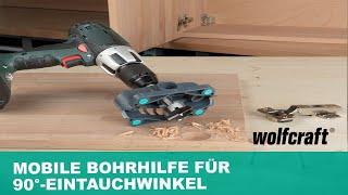 Mobile Bohrhilfe für Forstner- und Zylinderbohrer: Für exakte 90°-Eintauchwinkel | wolfcraft