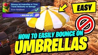 How to EASILY Bounce on Umbrellas or Tires & Travel Vertically without Taking Dmg - Fortnite Quest