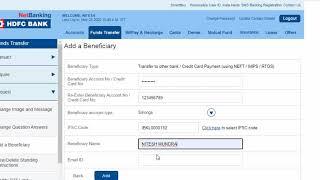 How to add Beneficiary for fund transfer  in HDFC Netbanking | HDFC Bank add Beneficiary process ?