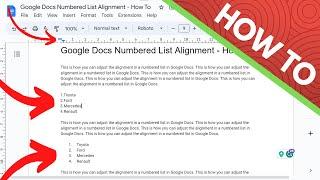 Google Docs Numbered List Alignment - How To
