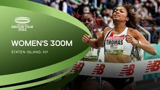 Gabby Thomas returns with 36.21 300m win | World Indoor Tour Gold Staten Island 2022