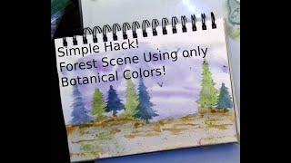 Simple Hack! Forest Scene using only Botanical Colors: Rose petals, indigo, chickweed!