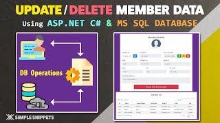 Update/Delete Member Data as Admin User in MS SQL Database using ASP.NET with C# Programming