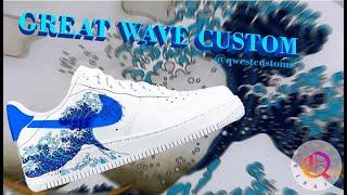 Nike Air Force 1 Great Wave Custom Кастом кроссовок , ручная роспись.