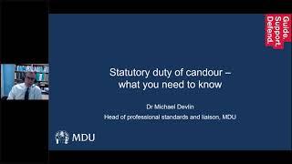 MDU webinar: Duty of candour and the medical professional: getting it right